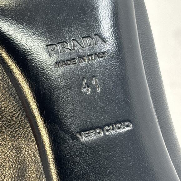 Vintage Prada Leather Pumps Made In Italy Black Women's High Heels Sz (41EUR) - Picture 5 of 9